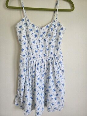 Altar'd State White And Blue Foral Dress